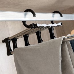 A magnificent multiple hanger that is very useful for hanging your pants in a well-organized way, taking up minimal space in your closet.