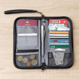 Eine Geldbörse mit Sicherheitsorganisation für die Reise, ideal zum Aufbewahren von Dokumenten, Pässen, Karten, Geld, Schlüsseln usw.