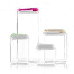 Ensemble de contenants de cuisine hermétiques empilables – 4 pièces Un ensemble de récipients de cuisine qui améliore la conservation des aliments et prolonge leur durée de conservation