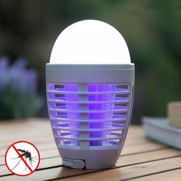Uma original e versátil lâmpada antimosquitos com luz LED, muito útil devido à dupla função: antimosquitos e lâmpada LED