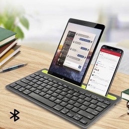 Erleichtern Sie Ihr Schreiben mit der fantastischen kabellosen Bluetooth-Tastatur, die sich zum Anschluss von Geräten wie Smartphones, Tablets und Fernsehern eignet.