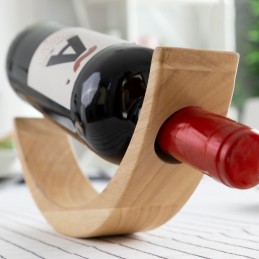 A wooden bottle holder that stands out for its original and innovative intelligent design with a floating effect.