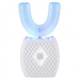 The U-shaped electric teeth whitener uses sonic cleaning technology to deliver gentle, dynamic cleaning action