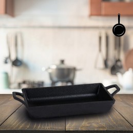 Plat de cuisson rectangulaire Gourmet en fonte, qui garantira une meilleure qualité et élégance dans la préparation et la présentation de vos aliments.