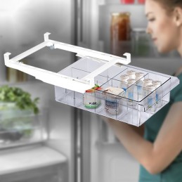 Organisateur de réfrigérateur réglable avec compartiments, adapté aux réfrigérateurs et congélateurs, pour garder les aliments frais