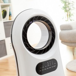Um climatizador portátil por evaporação, que refresca e purifica o ambiente, graças às suas 4 funções de ionização, ventilação, refrigeração e humidificação