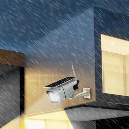 Câmara de vigilância HD Wireless com Painel solar 4000 mAh, Possui uma certificação IP67 para que possa colocá-la no jardim ou no pátio, sem medo que se molhe pela chuva