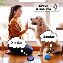 Botón de comunicación multifuncional A través de botones, tu animal podrá decirte lo que quiere, también puede usarse como juguete interactivo de educación del lenguaje para niños.