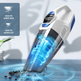 Aspirateur sans fil Turbo 8000 PA Rechargeable avec technologie d'aspiration cyclonique, utilisable sur une grande variété de surfaces