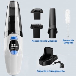 Aspirateur sans fil Turbo 8000 PA Rechargeable avec technologie d'aspiration cyclonique, utilisable sur une grande variété de surfaces