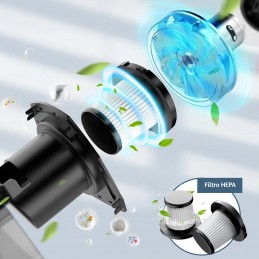 Aspirateur sans fil Turbo 8000 PA Rechargeable avec technologie d'aspiration cyclonique, utilisable sur une grande variété de surfaces