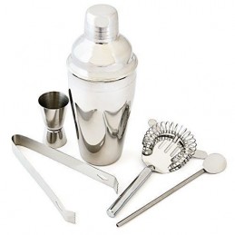 Cocktail set, made from stainless steel, includes 5 essential pieces to prepare cocktails for you and your friends