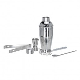 Cocktail set, made from stainless steel, includes 5 essential pieces to prepare cocktails for you and your friends