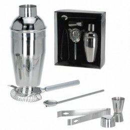 Cocktail set, made from stainless steel, includes 5 essential pieces to prepare cocktails for you and your friends