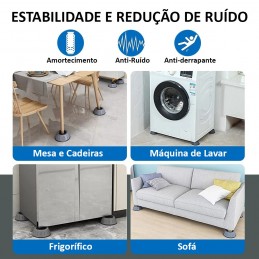 Estos pies absorben las vibraciones y ruidos anormales emitidos durante el funcionamiento de sus electrodomésticos y protegen sus suelos contra rayones.