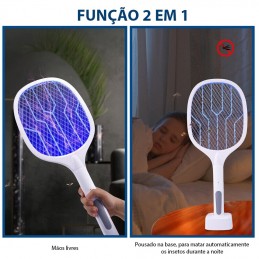 Cette fantastique raquette anti-insectes électrique 2 en 1 est équipée d'une lumière LED de 360 à 400 nm qui attire les insectes volants et les zappe.