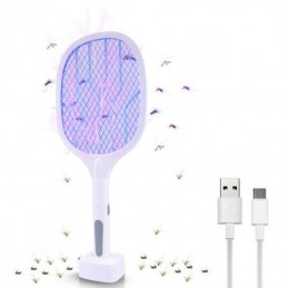 Cette fantastique raquette anti-insectes électrique 2 en 1 est équipée d'une lumière LED de 360 à 400 nm qui attire les insectes volants et les zappe.