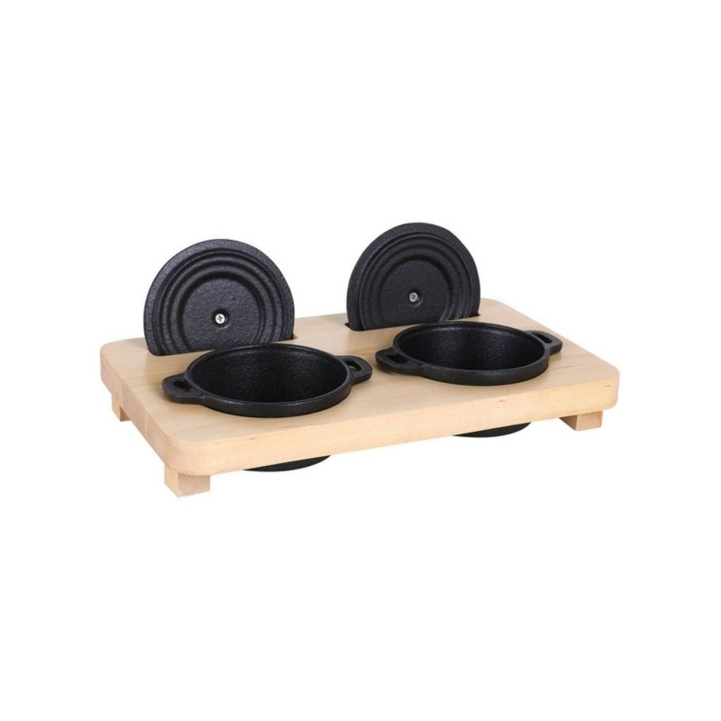 Pentole Gourmet In Ghisa Con Supporto - Confezione Da 2 Queste padelle gourmet in ghisa garantiscono una migliore qualità ed eleganza nella preparazione e presentazione dei vostri piatti.