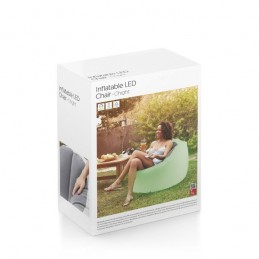 Este original y versátil sofá hinchable con luz multicolor y mando a distancia se adapta a cualquier ambiente combinando elegancia y utilidad.