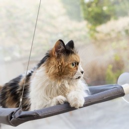 Hängendes Katzenbett. Perfekt, damit Haustiere bequem ihren eigenen Raum genießen können