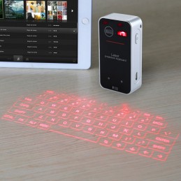 This portable device projects a laser image of a keyboard onto any flat surface, allowing you to type without a physical keyboard.