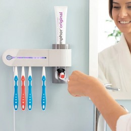 Ce fantastique distributeur de dentifrice est très efficace et polyvalent, grâce à son stérilisateur UV pour brosse à dents.