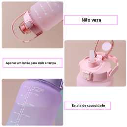 O design moderno e super colorido destas garrafas, incluem frases para lhe motivar a beber água em diferentes horários