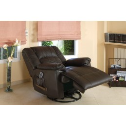 Este Sillón - Sillón de Masaje de Piel, tiene un diseño elegante que incorpora un sistema de masaje por vibración y calor lumbar.