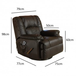 Este Sillón - Sillón de Masaje de Piel, tiene un diseño elegante que incorpora un sistema de masaje por vibración y calor lumbar.