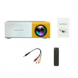 Utilice este mini proyector portátil Full HD con control remoto para crear su propio cine en casa o en cualquier lugar.