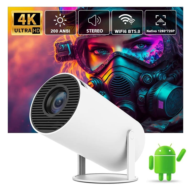 Portátil y fácil de transportar, este mini proyector 4K portátil es el compañero perfecto para actividades al aire libre, negocios y entretenimiento en el hogar.