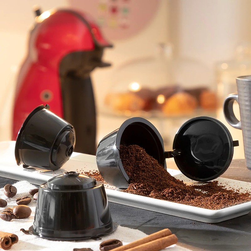 Mit diesem Set aus wiederverwendbaren Kapseln, die mit Dolce Gusto-Maschinen kompatibel sind, können Sie jetzt schnell und einfach köstliche Kaffees zubereiten.