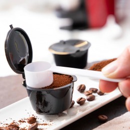 Ora puoi preparare deliziosi caffè in modo semplice e veloce con l'aiuto di questo set di capsule riutilizzabili, compatibili con le macchine Dolce Gusto.