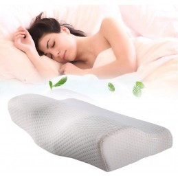 Almofada cervical com contorno ergonómico, para um ajuste ideal do pescoço, a solução perfeita para manter a postura ao dormir.