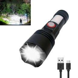 Torcia LED ricaricabile USB con ZOOM 2 in 1 - 80000L