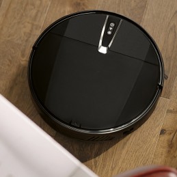 Achieve pristine floors thanks to this deluxe deluxe smart robot vacuum cleaner with dual function: vacuum and wet mop.