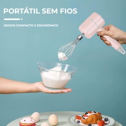 Bata, misture e pique as suas receitas favoritas em qualquer lugar, graças a esta batedeira elétrica portátil sem fios - 3 em 1