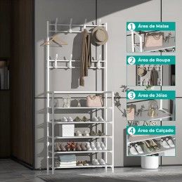 Une combinaison parfaite d'étagère à chaussures et de cintre, qui offre un grand espace de rangement et d'organisation dans votre maison.