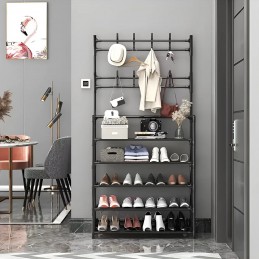Une combinaison parfaite d'étagère à chaussures et de cintre, qui offre un grand espace de rangement et d'organisation dans votre maison.