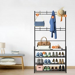 Une combinaison parfaite d'étagère à chaussures et de cintre, qui offre un grand espace de rangement et d'organisation dans votre maison.