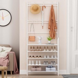 Une combinaison parfaite d'étagère à chaussures et de cintre, qui offre un grand espace de rangement et d'organisation dans votre maison.