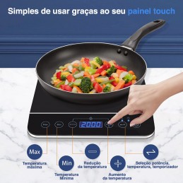 D'une puissance de 2000W, cette plaque à induction chauffe plus vite qu'une plaque de cuisson ou une cuisinière classique