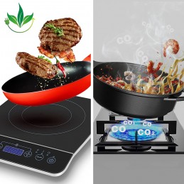 D'une puissance de 2000W, cette plaque à induction chauffe plus vite qu'une plaque de cuisson ou une cuisinière classique