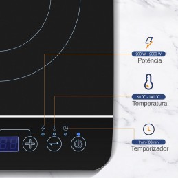 Con una potenza di 2000 W, questo piano cottura a induzione si riscalda più velocemente di un piano cottura o fornello convenzionale