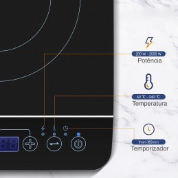 D'une puissance de 2000W, cette plaque à induction chauffe plus vite qu'une plaque de cuisson ou une cuisinière classique