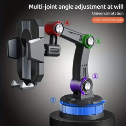 A mobile phone holder with a highly flexible 360° rotating base, which gives you infinite angles.