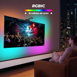 A smart lighting strip that synchronizes the lights with the image and music on your television.