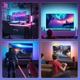 A smart lighting strip that synchronizes the lights with the image and music on your television.