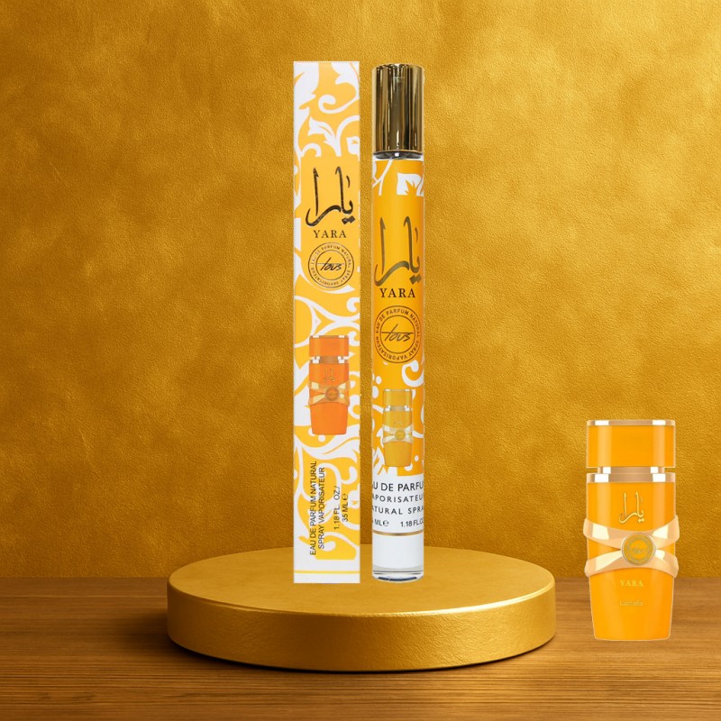 Profumo arabo Lattafa Yara Tous - 35 ml Un profumo arabo da 35 ml della fragranza Lattafa Yara Tous, in una composizione esotica e femminile che incanta con la sua freschezza fruttata e la sua dolcezza sensuale.