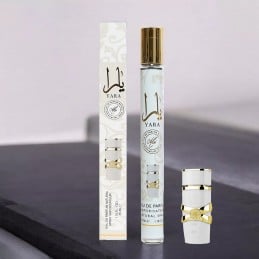 Un perfume árabe de 35 ml de la fragancia Lattafa Yara Moi, en una composición exótica y femenina que resalta la sofisticación y elegancia de la mujer moderna.